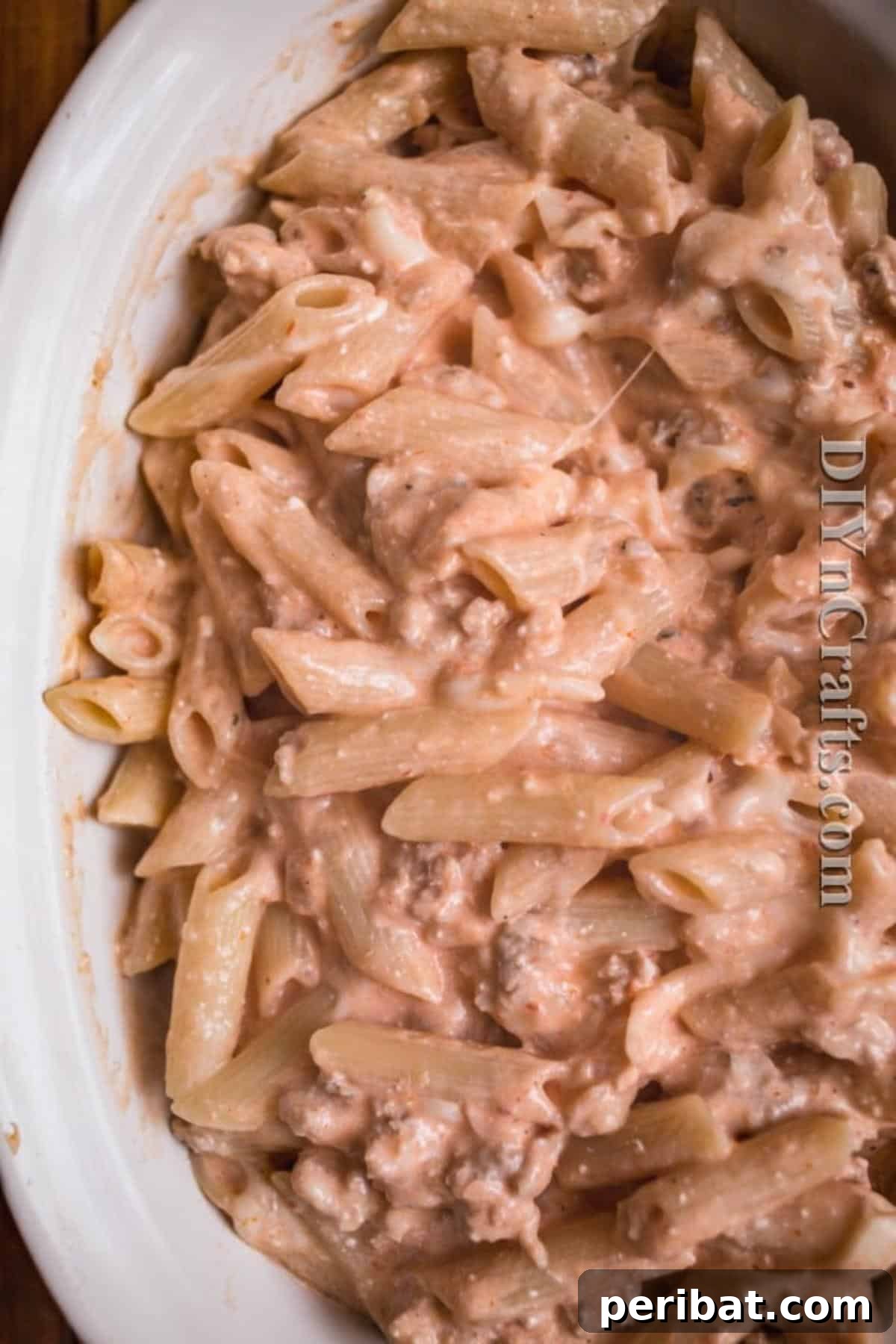 Cooked penne pasta