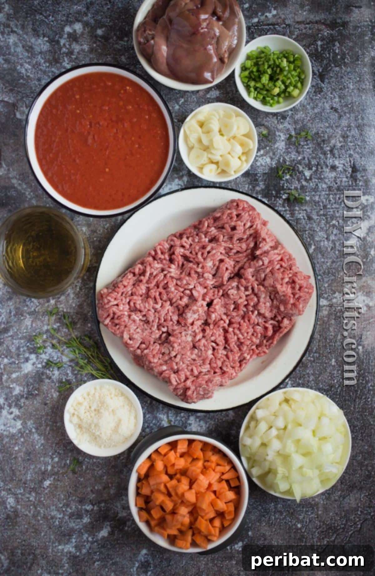 Fresh ingredients for the best slow cooker bolognese sauce