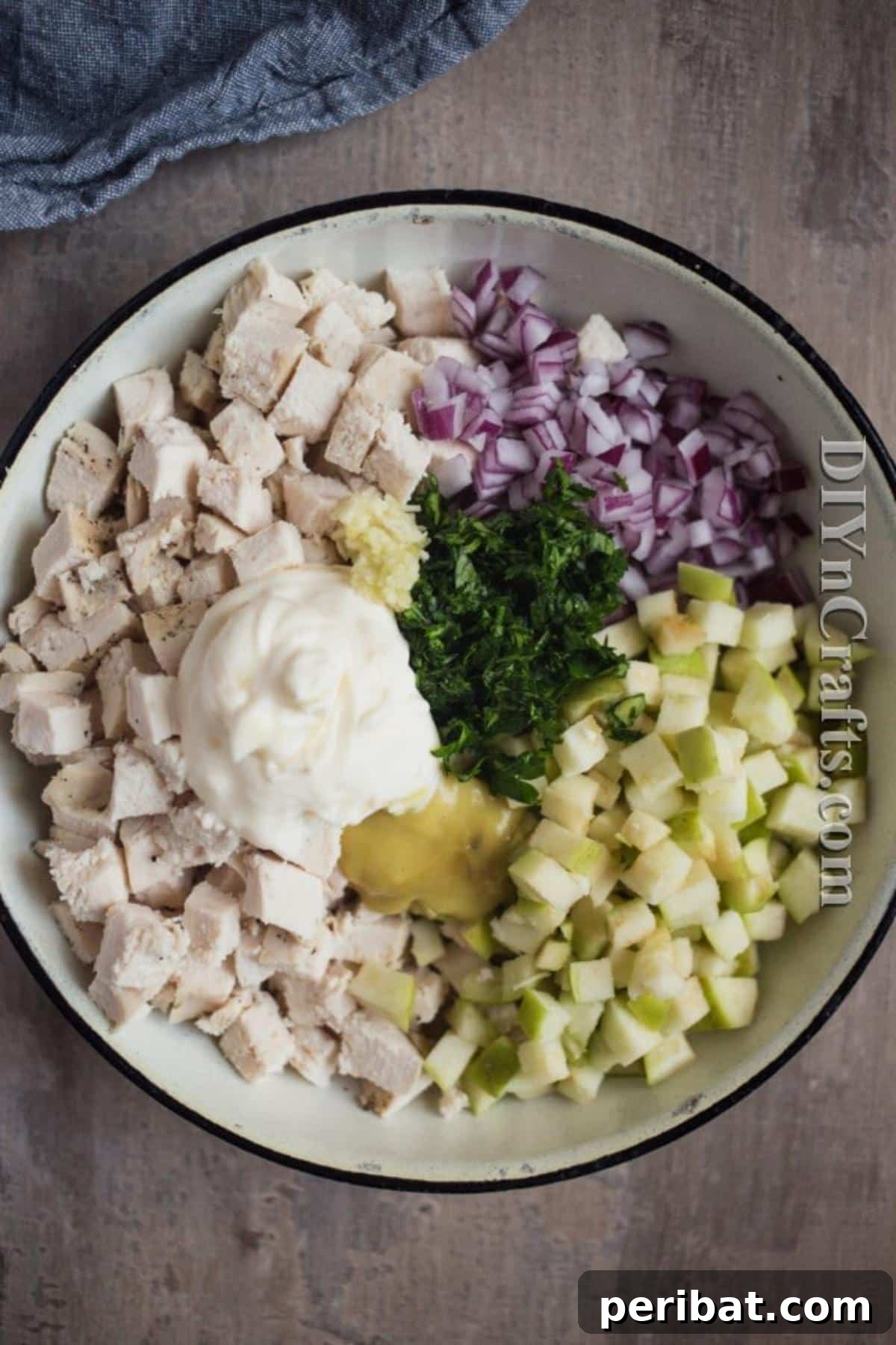 The Ultimate Classic Chicken Salad for Any Party 9 Mix in onion, lemon zest, apples and other ingredients to give it a nice crunch