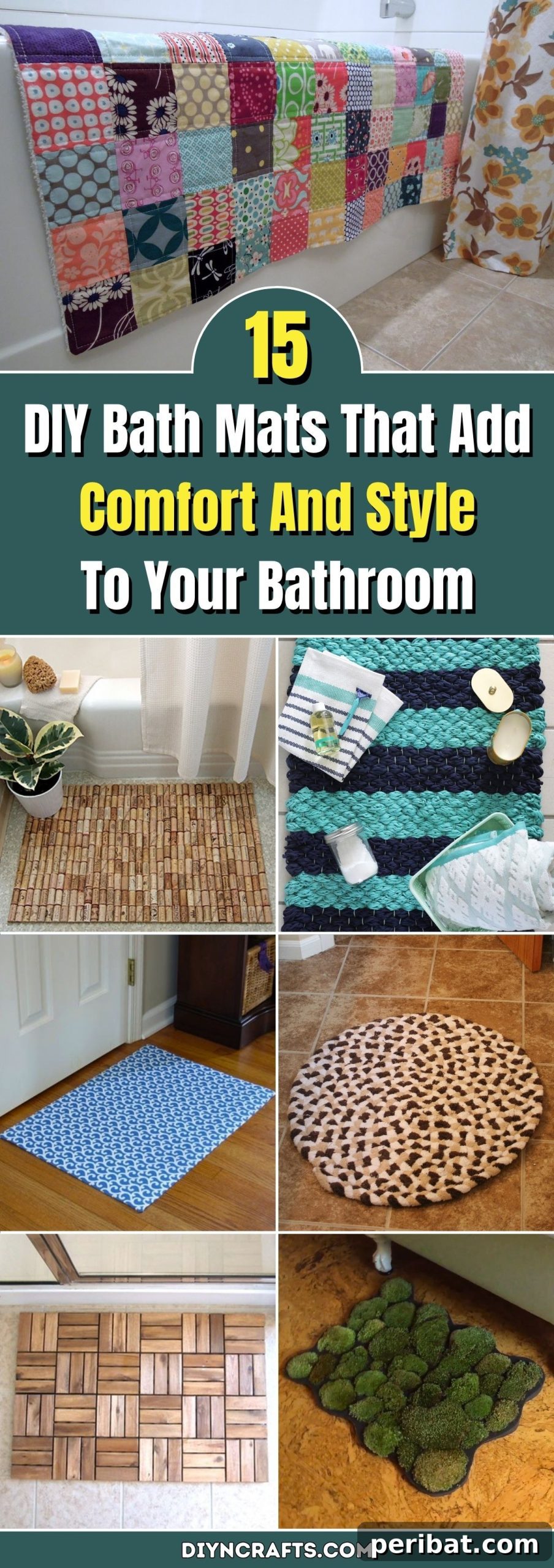 15 DIY Bath Mat Projects: Elevate Your Bathroom with Handmade Style and Coziness 2 15 DIY Bath Mats That Add Comfort And Style To Your Bathroom pinterest image