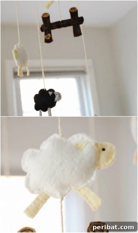 DIY Stuffed Sheep Crib Mobile for Nursery Decor