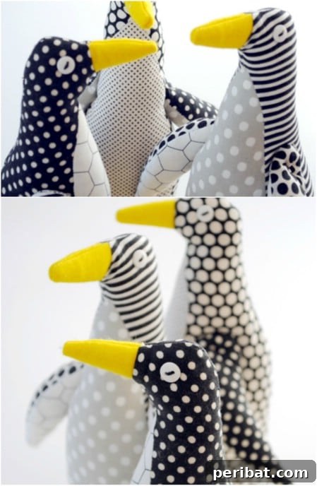 DIY Scrap Fabric Stuffed Penguins Upcycle Project