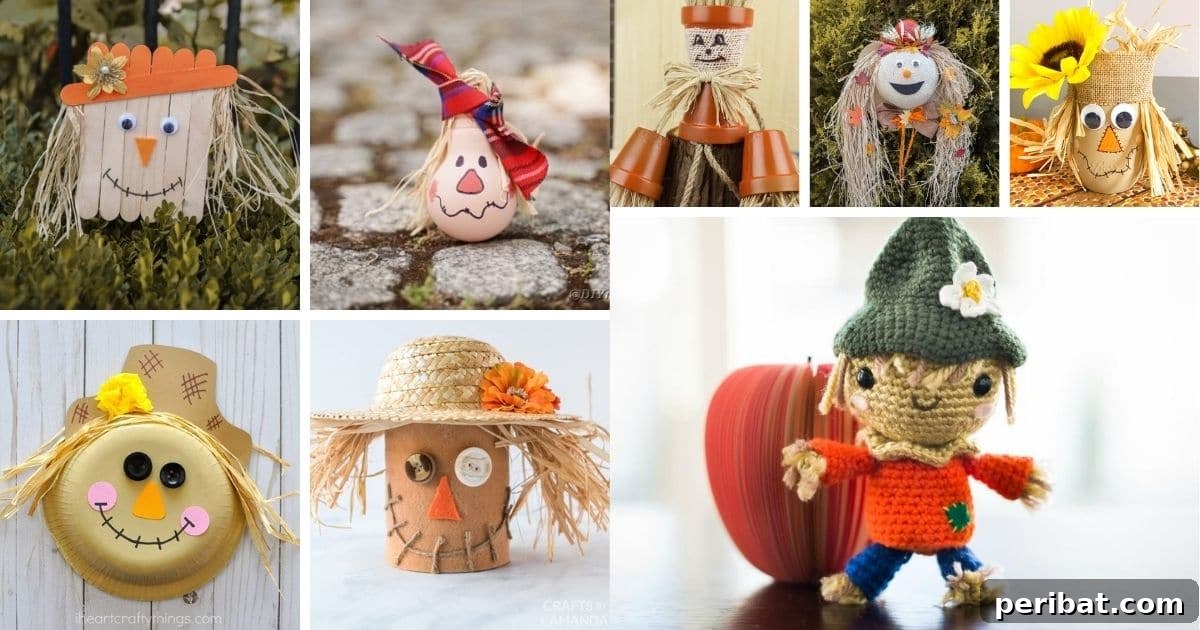 Whimsical Scarecrow Creations for Festive Autumn Decor 2 A collage of various DIY scarecrow crafts, showcasing creative ideas for fall decoration
