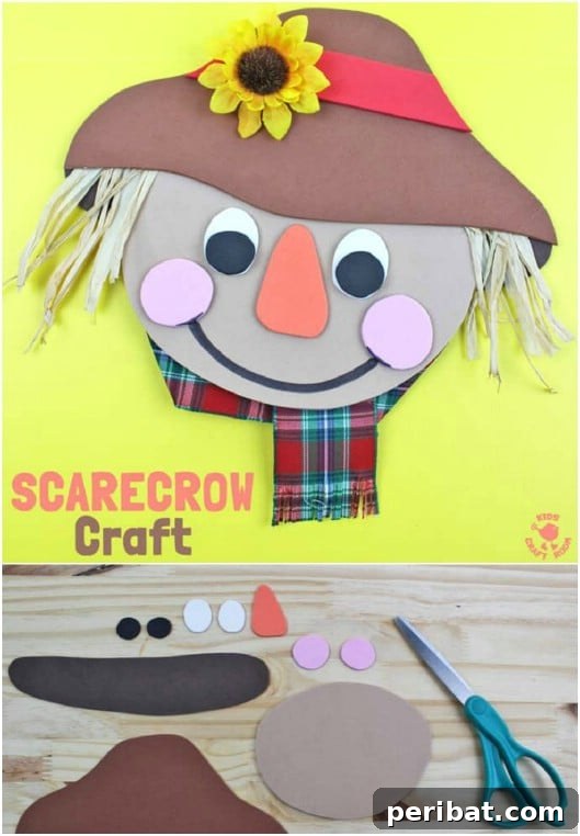 Whimsical Scarecrow Creations for Festive Autumn Decor 13 Bright and colorful foam scarecrow craft, an easy and safe project for young children