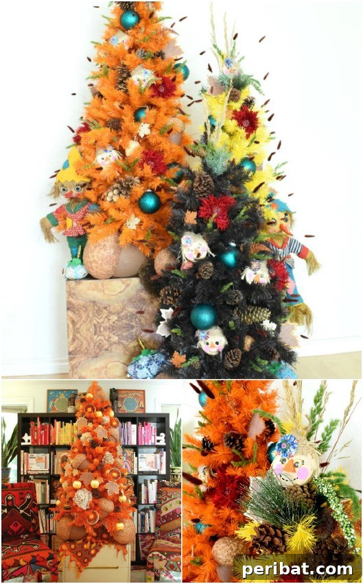 Whimsical Scarecrow Creations for Festive Autumn Decor 9 Cute DIY scarecrow ornaments made from round baubles, burlap, and raffia for fall trees