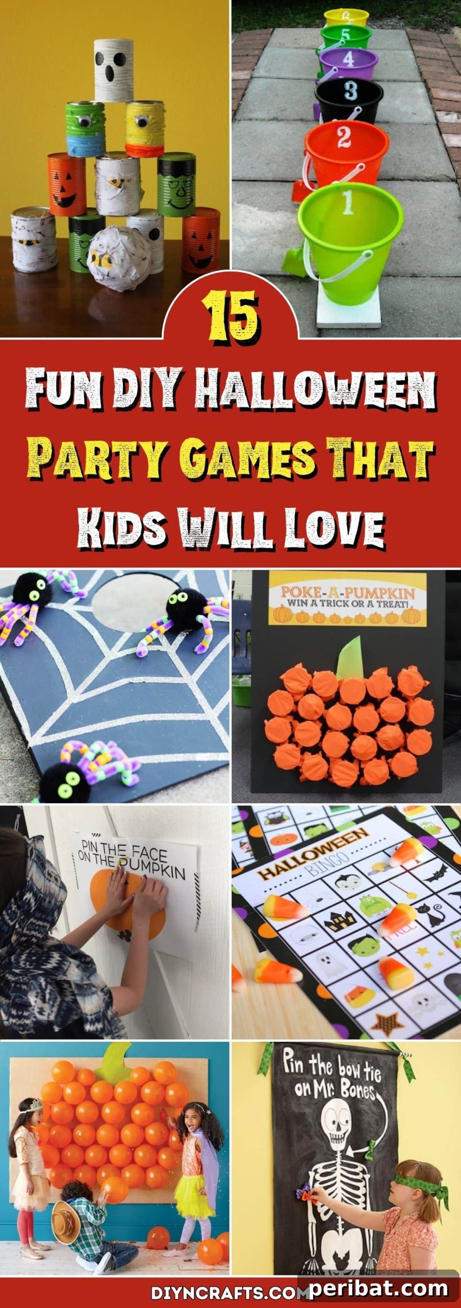 15 Fun DIY Halloween Party Games That Kids Will Love pinterest image - main banner for Halloween party activities