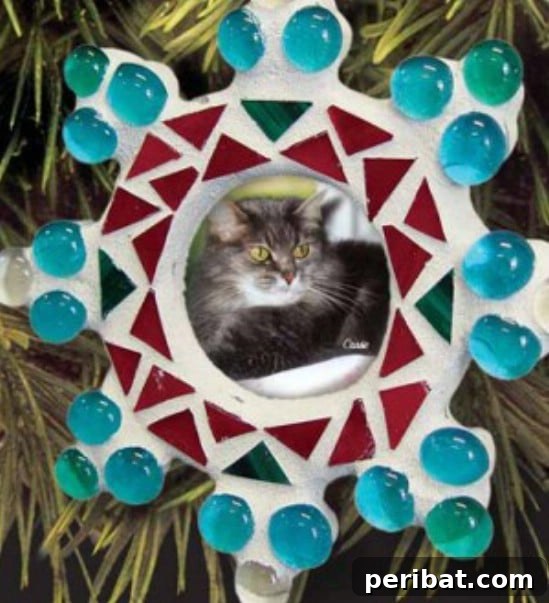 DIY Snowflake Mosaic Picture Frame
