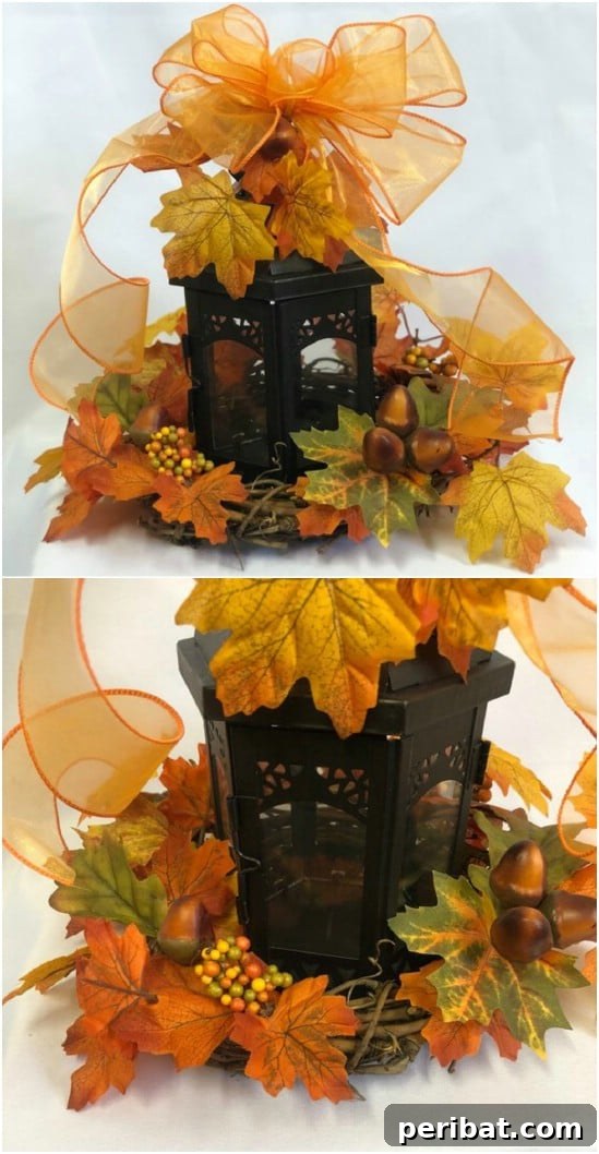 Fall Leaf And Lantern Centerpiece