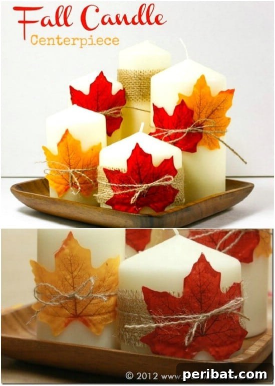 Decorated Fall Candle Centerpiece