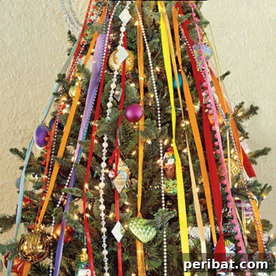 Cascading Ribbon - 30 Stunning Ways to Decorate Your Living Room This Christmas