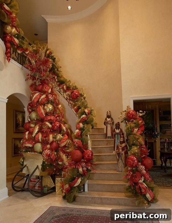 The Stairway - 30 Stunning Ways to Decorate Your Living Room This Christmas