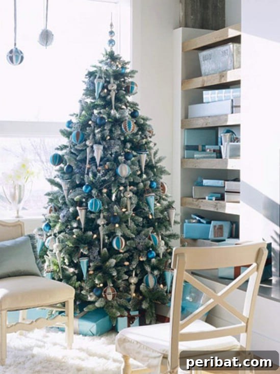Think Blue - 30 Stunning Ways to Decorate Your Living Room This Christmas
