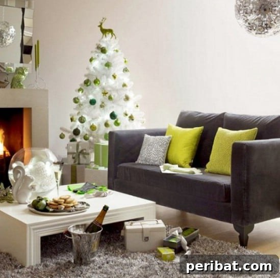 Green and White - 30 Stunning Ways to Decorate Your Living Room This Christmas