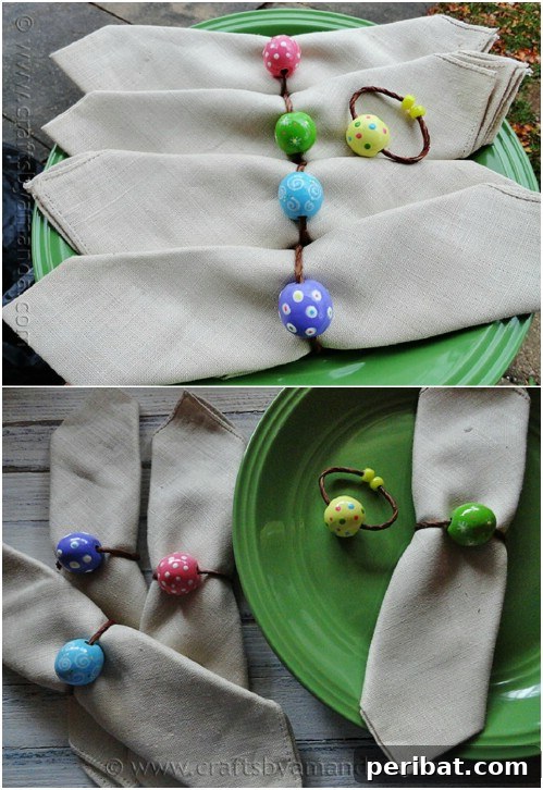 Simple DIY Wooden Bead and Twine Napkin Rings