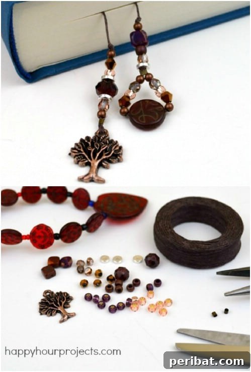 Elegant DIY Beaded Linen Twine Bookmark