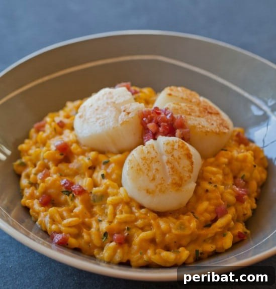 Pumpkin Risotto With Seared Scallops