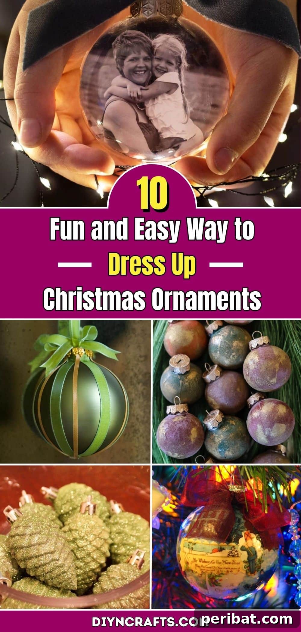 10 Fun and Easy Way to Dress Up Christmas Ornaments pinterest image