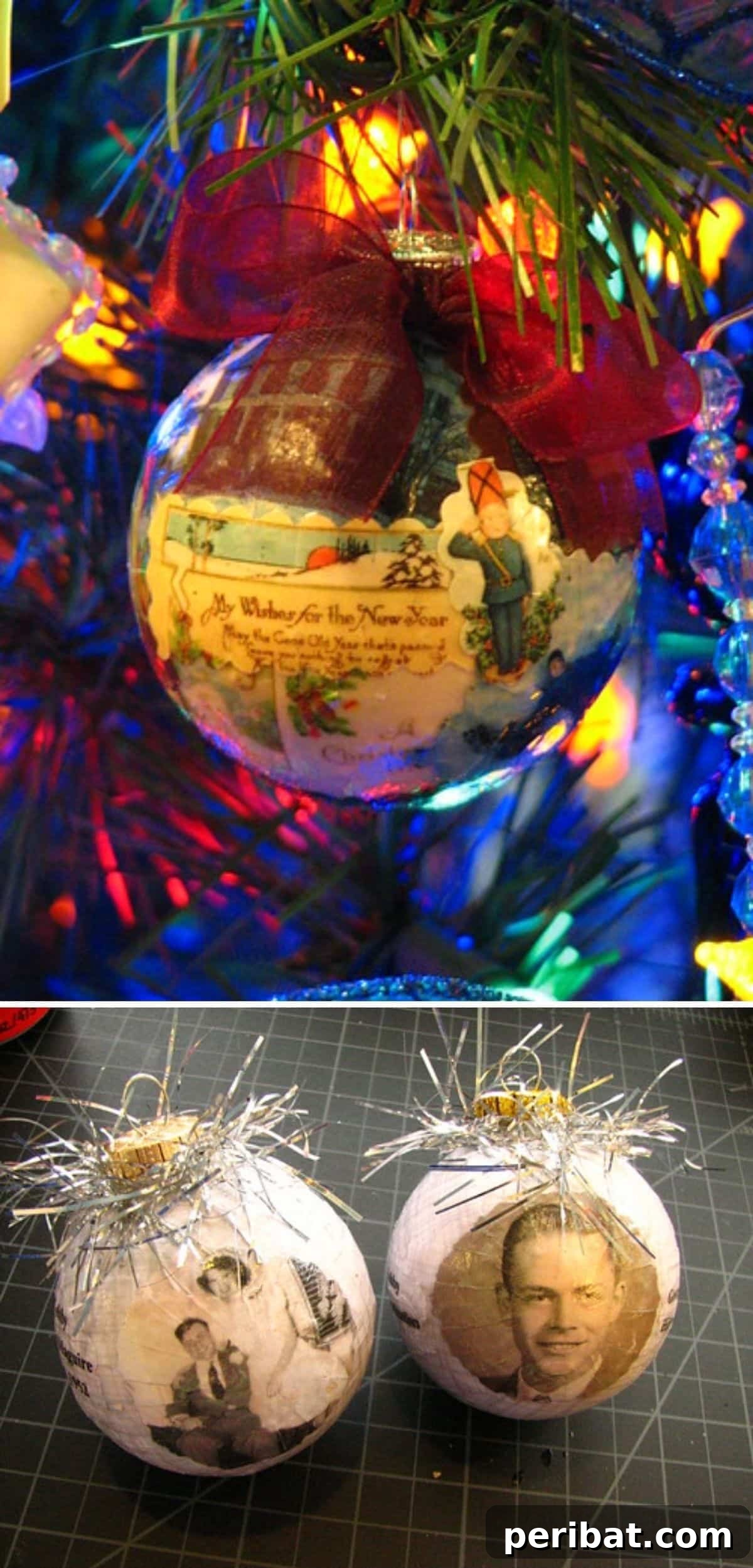 Decoupage christmas ornaments