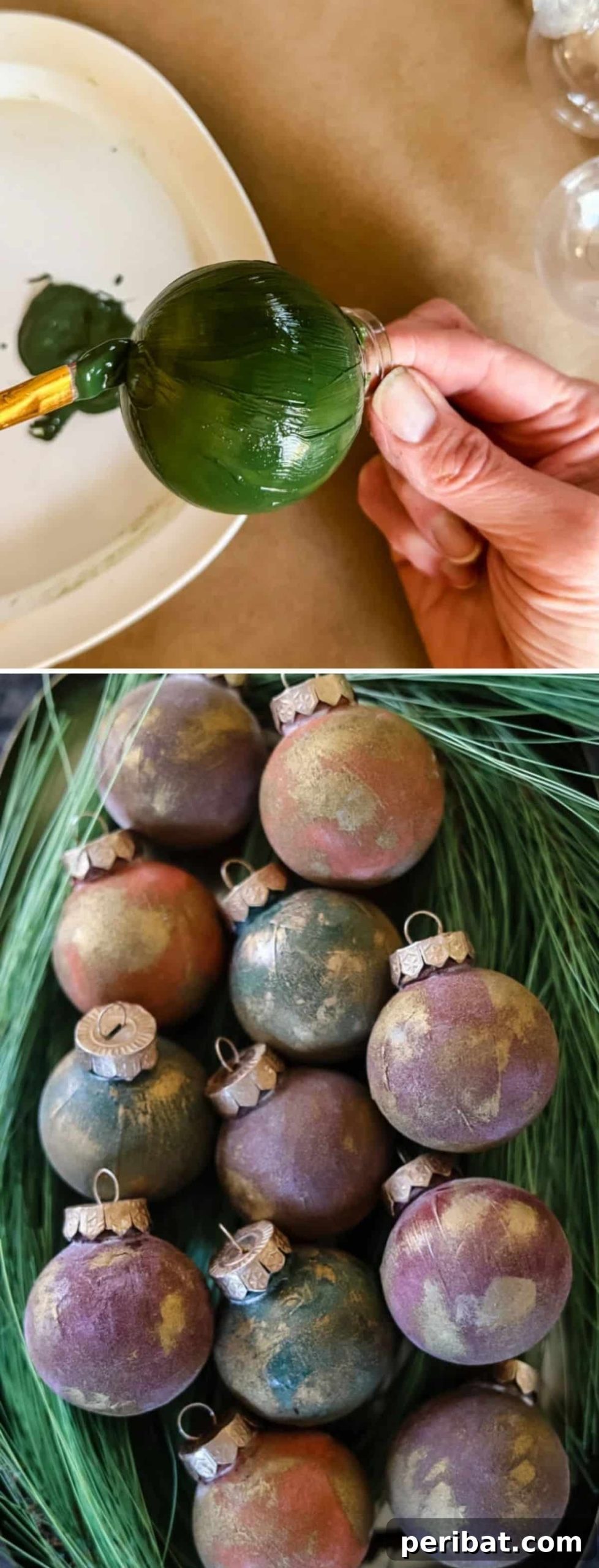 Vintage Makeover of christmas ornaments