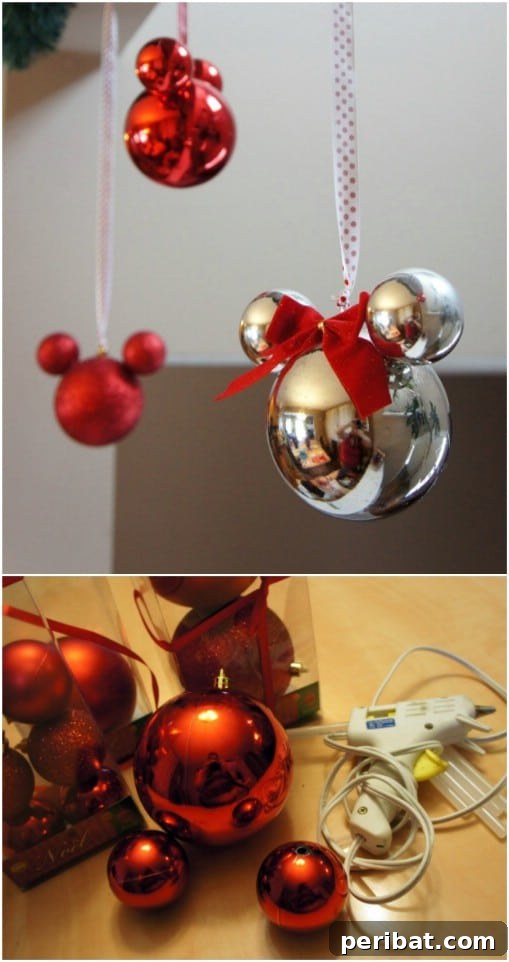 Shimmering DIY Mickey Christmas Ornaments