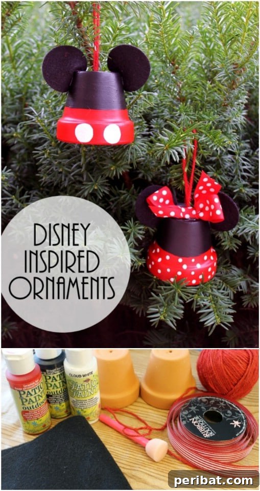 Repurposed Terra Cotta Pot Mickey Mouse Ornaments