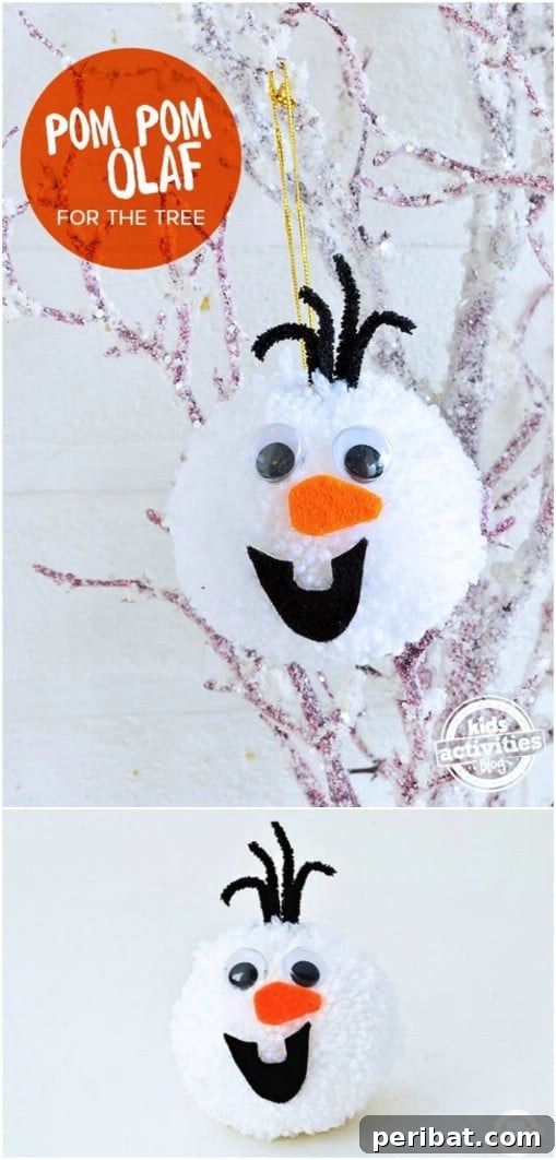 Adorable DIY Olaf Pom Pom Ornament