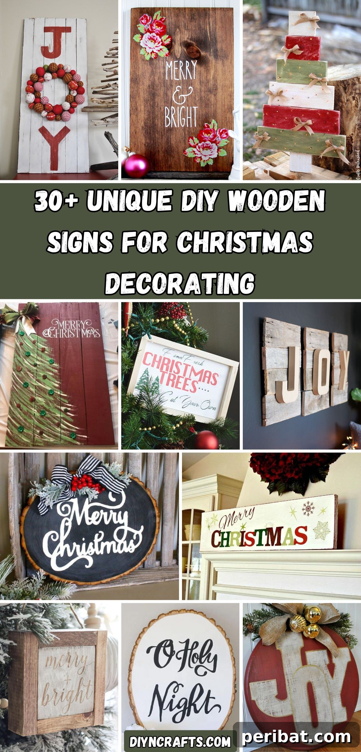 Handmade Holiday: 30+ Unique DIY Wooden Christmas Signs 2 30+ Unique DIY Wooden Signs For Christmas Decorating collage.