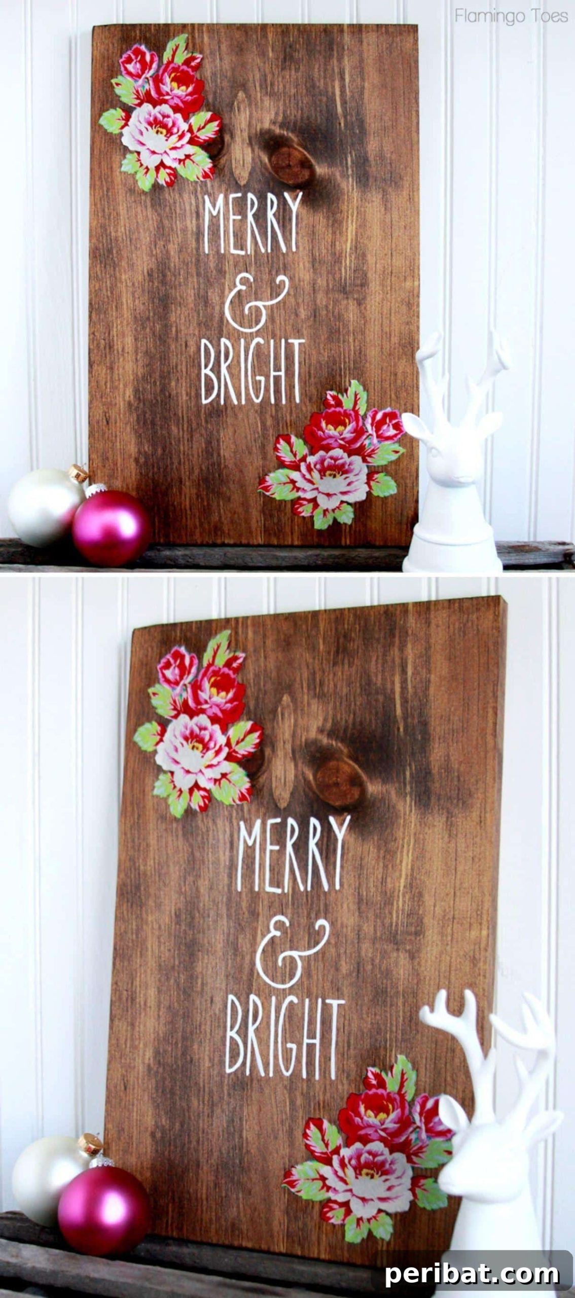 Handmade Holiday: 30+ Unique DIY Wooden Christmas Signs 13 Hand Painted Merry & Bright Sign