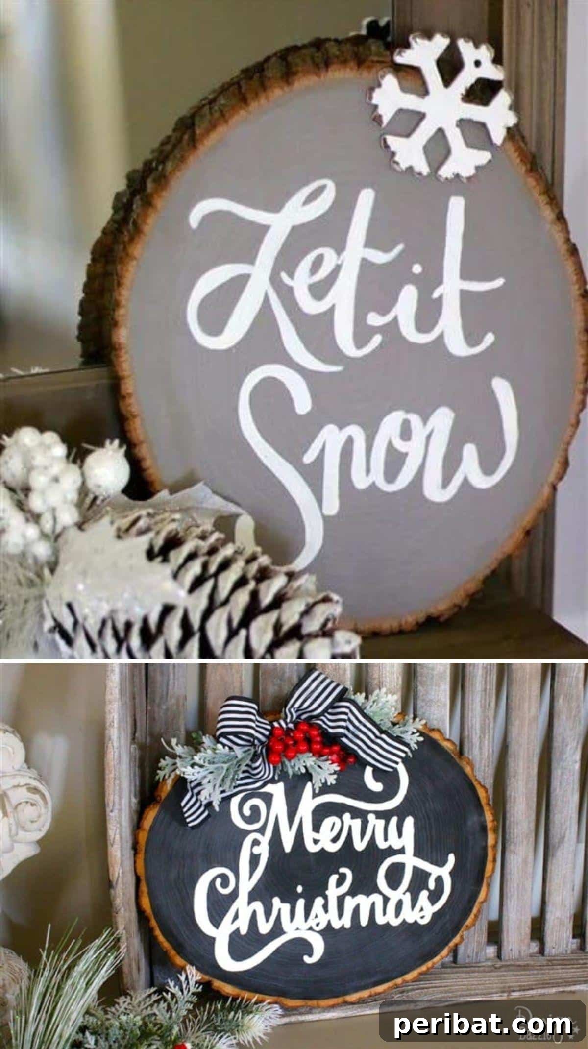 Handmade Holiday: 30+ Unique DIY Wooden Christmas Signs 17 DIY Wood Slice Christmas Sign