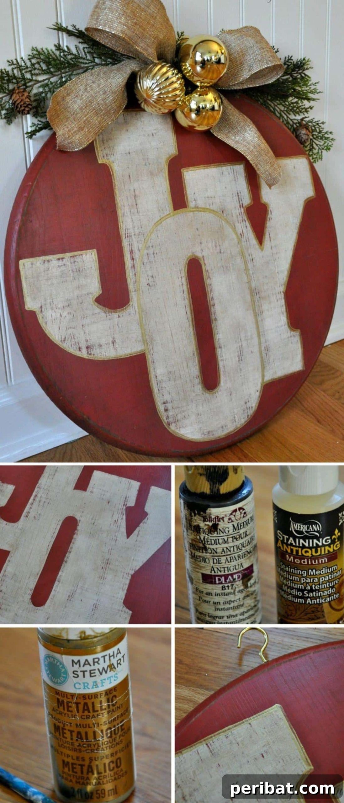 Handmade Holiday: 30+ Unique DIY Wooden Christmas Signs 23 DIY Oversized Ornament Wooden Sign