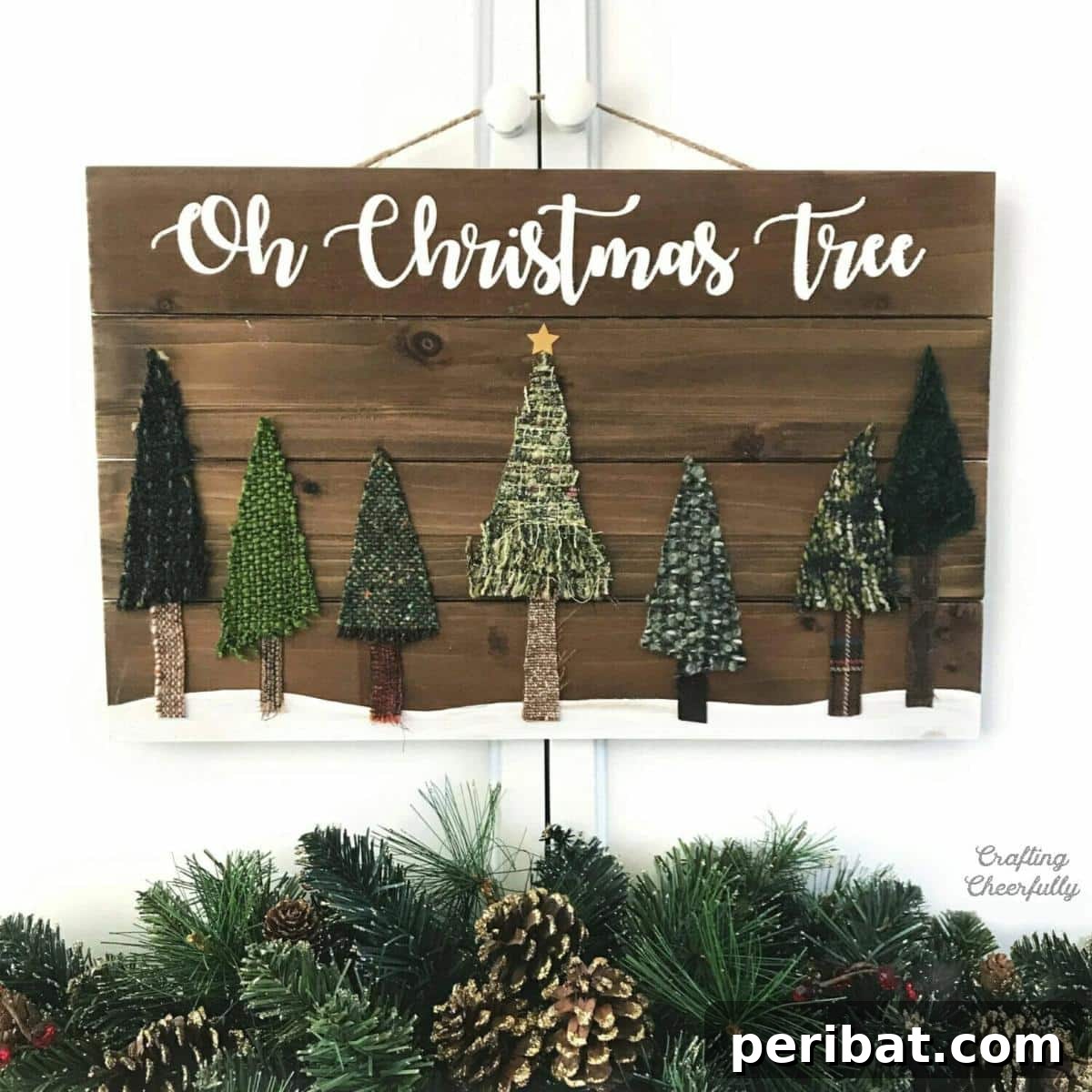 Handmade Holiday: 30+ Unique DIY Wooden Christmas Signs 29 Scrap Fabric Oh Christmas Tree Wooden Sign