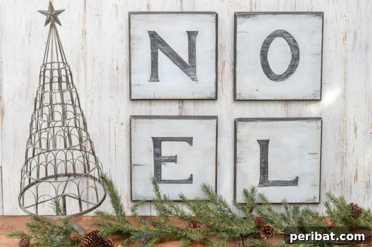 Handmade Holiday: 30+ Unique DIY Wooden Christmas Signs 31 OEL Distressed Christmas Letter Sign