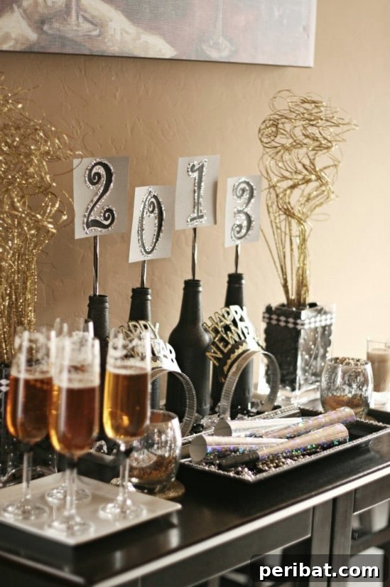 28 Effortless DIY Ideas for a Spectacular New Year's Eve Party 5 Glittery Centerpiece - 28 Fun and Easy DIY New Year’s Eve Party Ideas