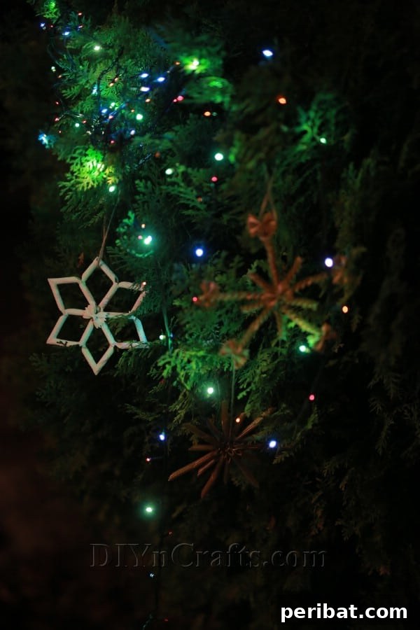 Dazzling Pasta Snowflake Christmas Ornaments 29 An inspiring collection of completed DIY pasta snowflake decorations, showcasing various designs and colors.
