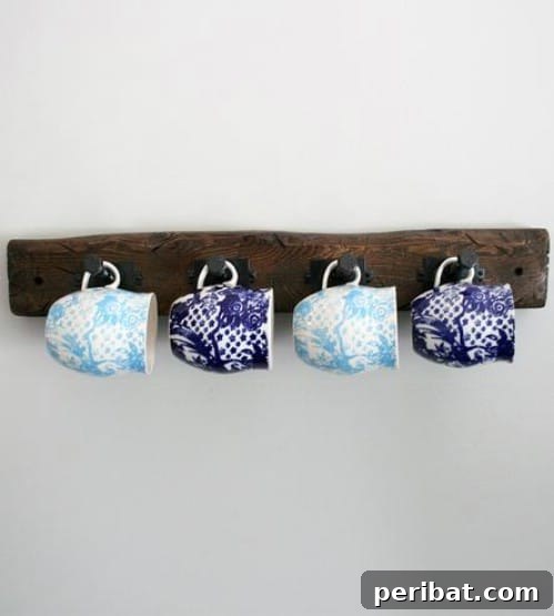 DIY Rustic Home Decor Creations 24 Wooden Coffee Cup Hanger - 40 Rustic Home Decor Ideas You Can Build Yourself