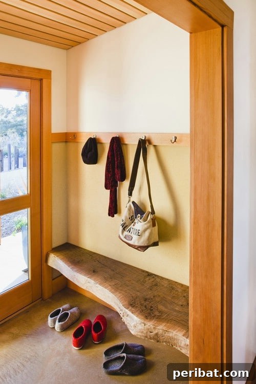 DIY Rustic Home Decor Creations 36 Wooden Slab Mud Room Bench - 40 Rustic Home Decor Ideas You Can Build Yourself