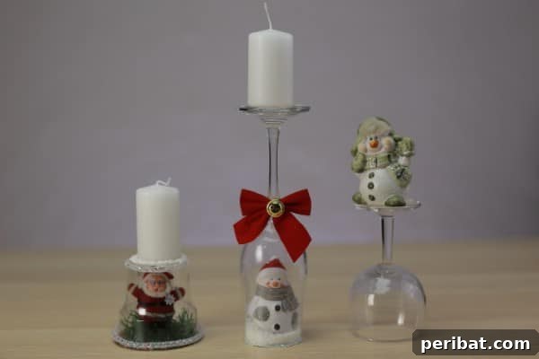 Beautiful Wine Glass Christmas Candle Holder Display