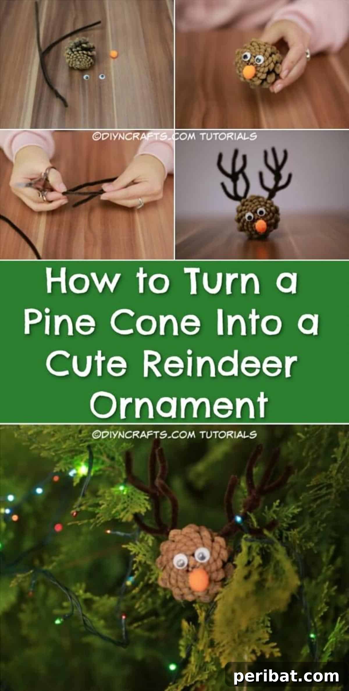Crafting Adorable Reindeer from Pine Cones 2 How to Turn a Pine Cone Into a Cute Reindeer collage