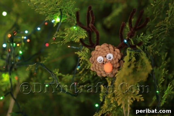 Step 7: Finished pine cone reindeer