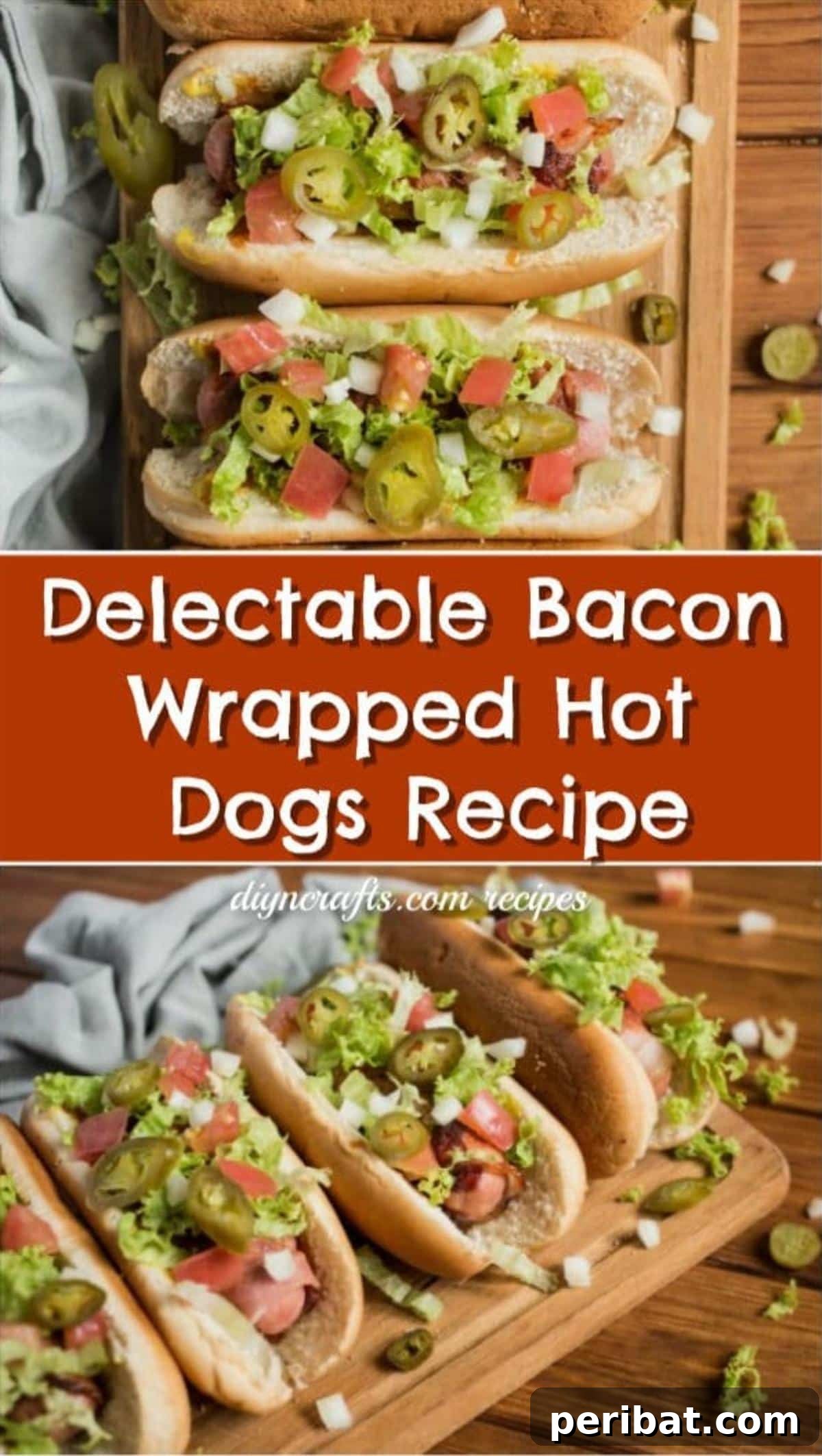 Bacon Wrapped Hot Dog Heaven 2 Crispy Bacon Wrapped Hot Dogs ready to be served