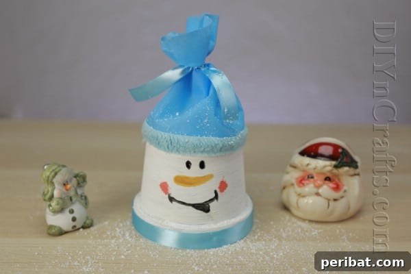 DIY Adorable Flower Pot Snowman 14 Completed flower pot snowman decoration