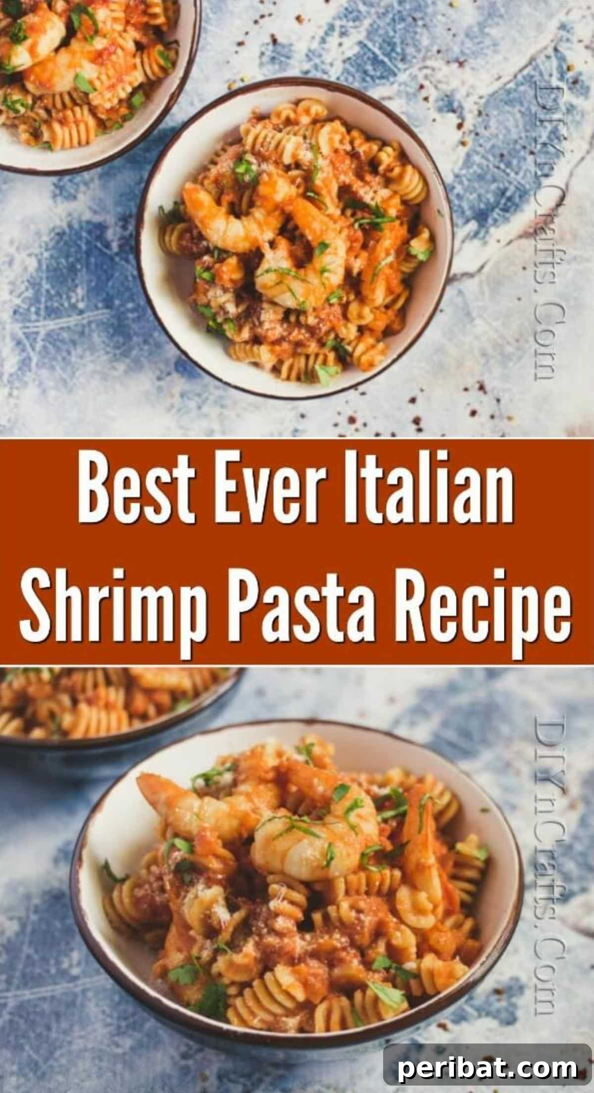 Best Ever Italian Shrimp Pasta Recipe pinterest image