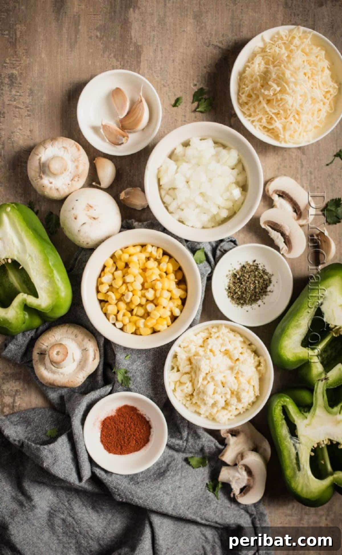 Golden Cheesy Mushroom Cauliflower Stuffed Peppers 3 Ingredients for stuffed bell peppers
