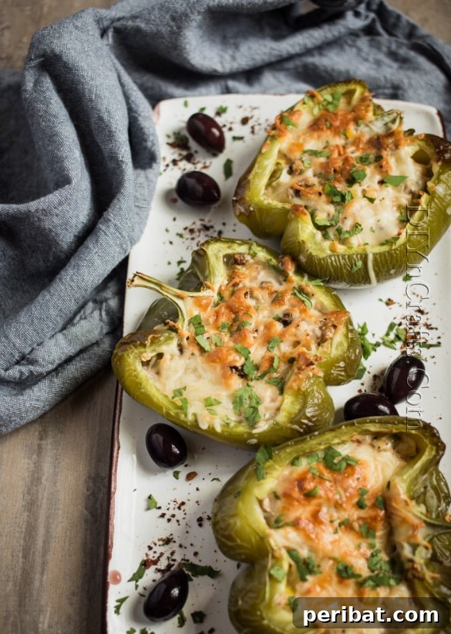 Cheesy Mushroom and Cauliflower Stuffed Bell Peppers Recipe