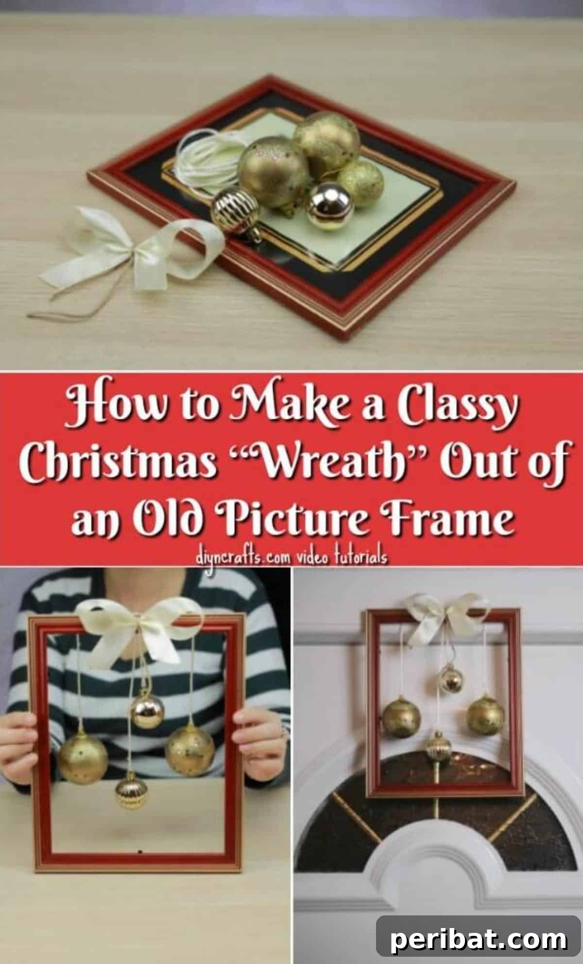 How to Make a Classy Christmas Wreath Out of an Old Picture Frame