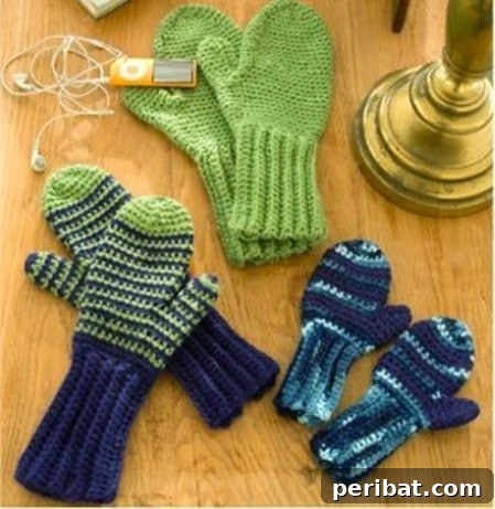 Kickstart Your Yarn Journey: 30 Simple Knit & Crochet Patterns 3 Beginner Crocheted Mittens - Easy Crochet Pattern for All Ages