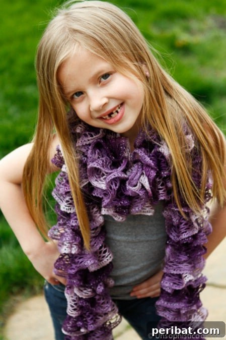 Kickstart Your Yarn Journey: 30 Simple Knit & Crochet Patterns 5 Frilly Knit Scarf - Quick and Easy Knitting Project for Kids