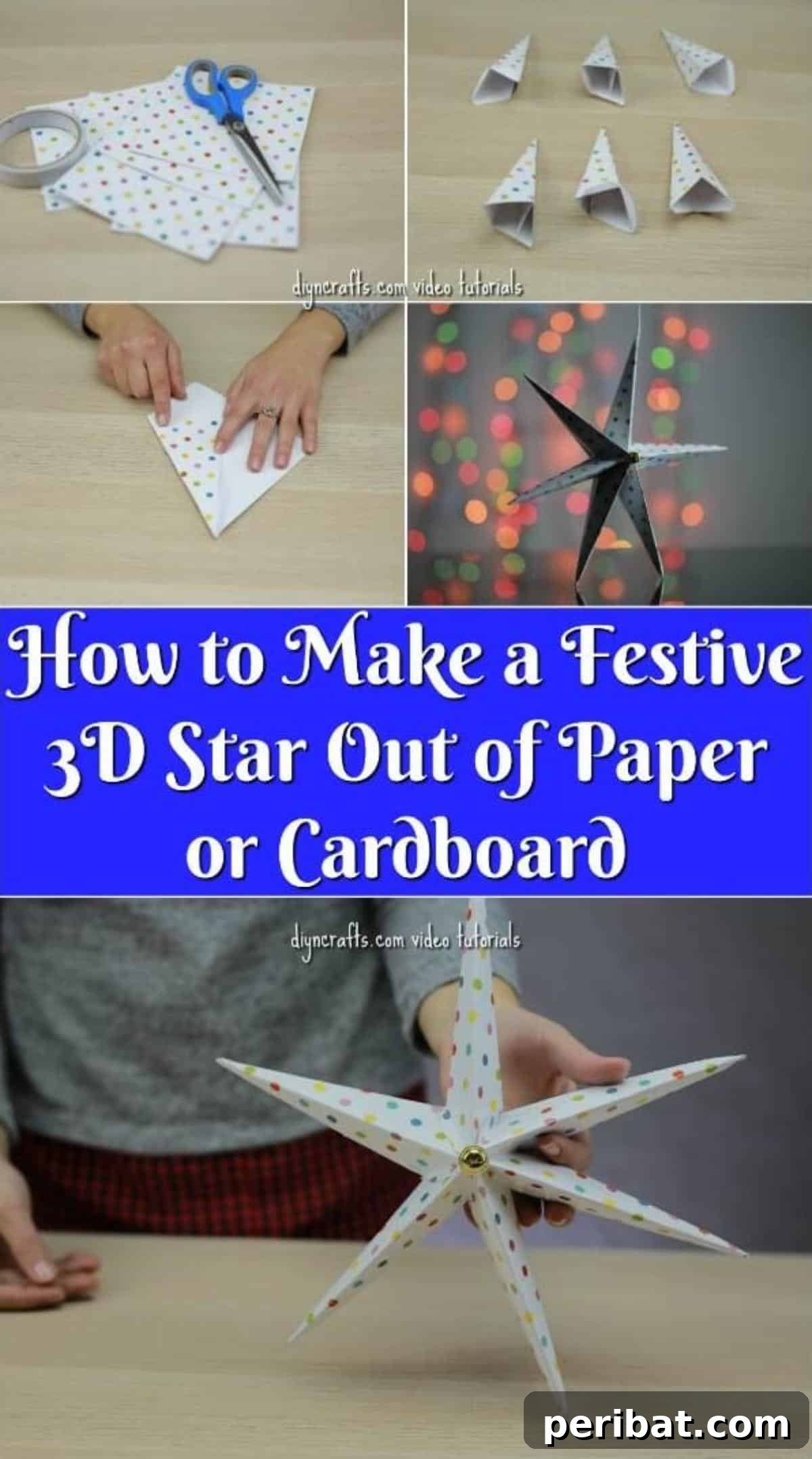 Kağıt ve Kartondan Dekoratif 3 Boyutlu Yıldız Yapımı 2 How to Make a Festive 3D Star Out of Paper or Cardboard