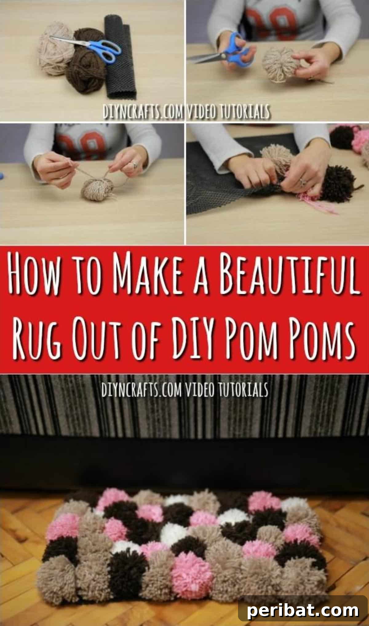Beautiful DIY Pom Pom Rugs Made Easy 2 Beautiful Fluffy Pom Pom Rug