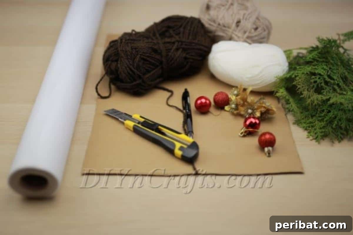Create A Rustic Cardboard And Yarn Christmas Wreath 3 Rustic Wreath materials.